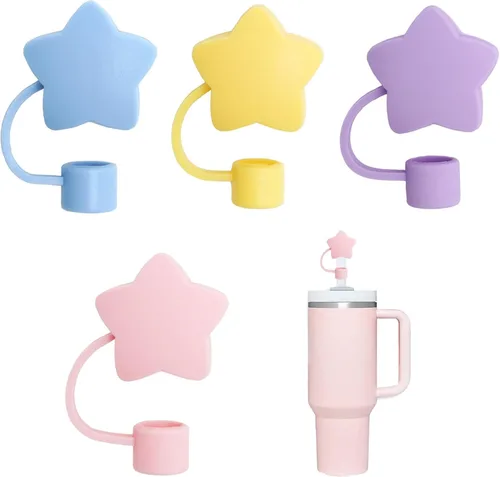 Stanley - 2 fundas de silicona para popotes de 40 y 30 onzas, bonitos topes de pajita, tapa de tapón para popotes reutilizables (negro)