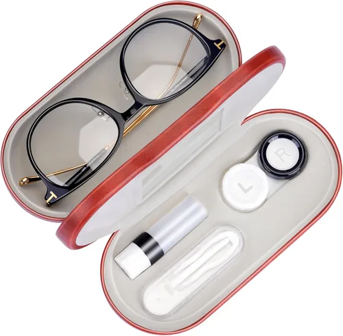 Miniatura 19 de Muf - Estuche portátil 2 en 1 para lentes y lentes de contacto, diseño de doble uso, a prueba de fugas, pinzas y botella con solución incluidas