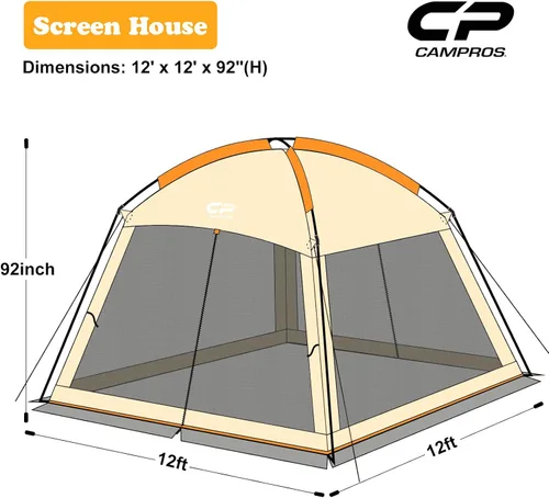 Miniatura 2 de Campros CP - Tienda de campaña con panel lateral contra viento y sol, carpa con paredes de red, estructura tipo gazebo para patio y actividades al