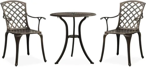 Miniatura 11 de Juego de 3 piezas de bistró de aluminio fundido negro, muebles de patio al aire libre, muebles de exterior, juego de patio, muebles de balcón