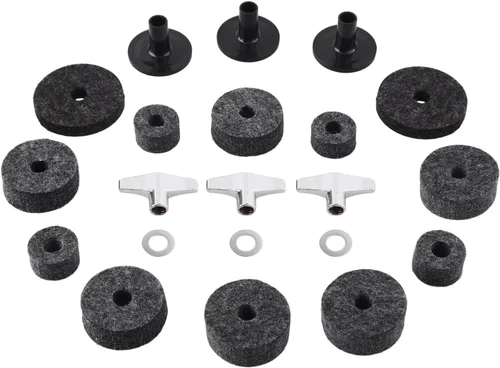 Miniatura 3 de Juego de 21 fundas de soporte para platillos con arandela de platillo y tuercas de ala de base de repuesto para tambor