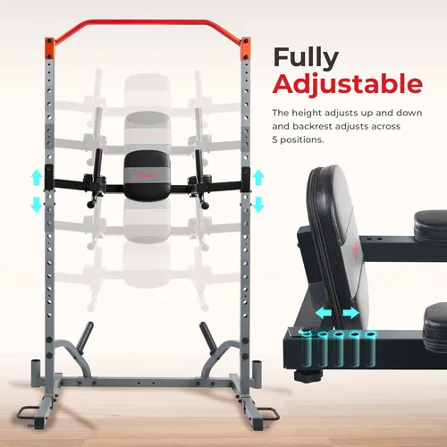 Miniatura 3 de Sunny Health & Fitness Power Cage Squat Rack Upgrade Attachments, Dip Bar, Plate Bar Holder, Belt Squat, J Hook, Lat, Adapter, U Ring, Pull Up Bar