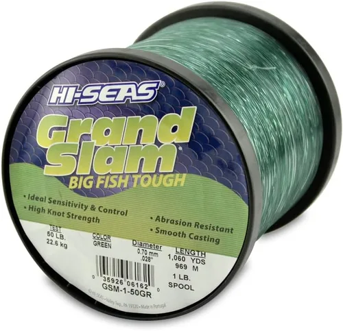 Miniatura 24 de Sedal de Pesca de Monofilamento HI-SEAS Grand Slam - Fuerte y Resistente a la Abrasión en Transparente, Rosa, Verde, Azul Ahumado, Amarillo