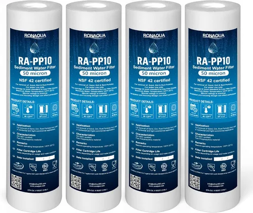 Miniatura 2 de Ronaqua Cartucho de filtro de agua de sedimentos de 50 micrones de 10 x 2.5 pulgadas, certificado NSF, filtración de 4 capas para cualquier unidad