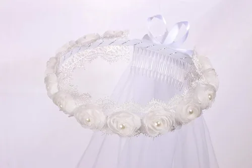 Miniatura 4 de Velo de la primera comunión blanco con lazo, para niñas