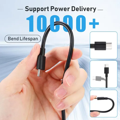 Miniatura 2 de Kanayu Paquete de 50 cables USB tipo C a granel, cable de carga rápida negro de 3.3 pies, cable de carga 3A compatible con teléfonos y tabletas