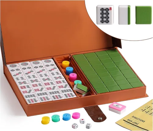 Miniatura 2 de Mahjong filipino chino Set 144 azulejos numerados de melamina (PVC verde)