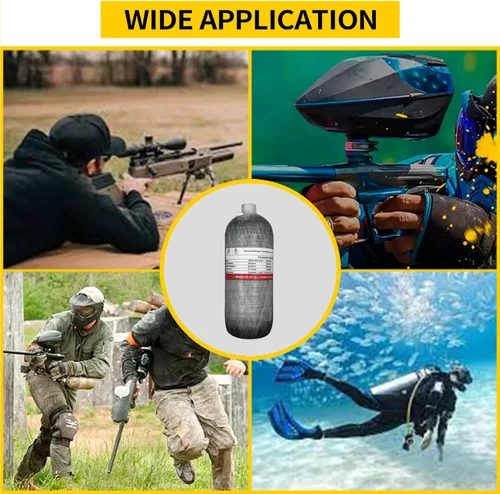 Miniatura 5 de TUXING tanque de buceo de fibra de carbono 4500Psi, 2L/122Cu en, cilindro compuesto 2000CC Blanco