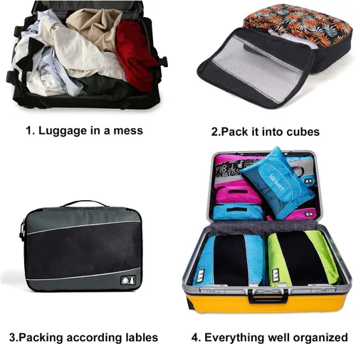Miniatura 5 de Cubos de embalaje para bolsas de equipaje, accesorios de viaje duraderos con etiqueta de ropa