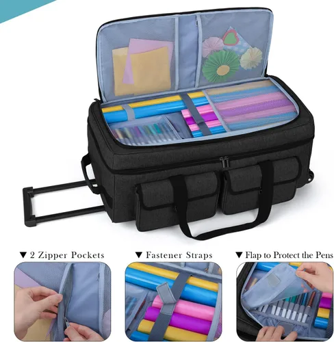Miniatura 3 de Yarwo - Bolso de transporte con ruedas para manualidades compatible con Cricut Maker 4, Maker 3, Maker, Explore 4, Explore 3, Cameo 4/5, estuche