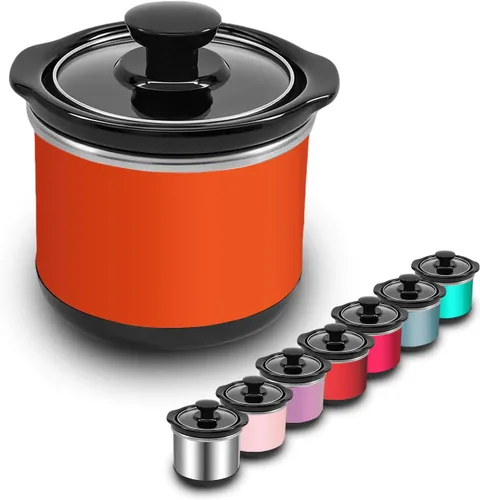 Miniatura 7 de Mini olla de cocción lenta, capacidad de 0.65 cuartos de galón, olla pequeña de cocción lenta, olla de cerámica, reducción de pérdida de nutrientes