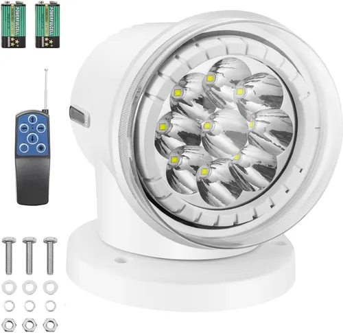 Luz de búsqueda con control remoto LED para camión, barco, auto, lámpara de respaldo blanca de reinicio automático 60W 6000lm, búsqueda para caza,