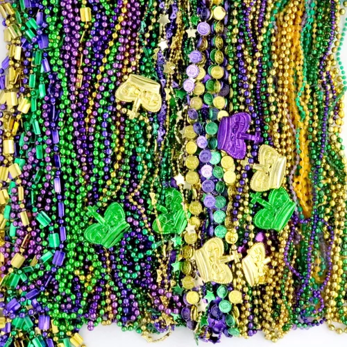 GiftExpress 100 collares de cuentas metálicas de Mardi Gras para recuerdos, desfile de Año Nuevo, celebraciones del día de San Patricio,