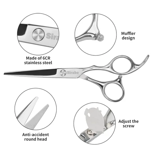 Miniatura 4 de Juego de tijeras de corte de cabello y adelgazamiento, tijeras profesionales de 16.5 cm para corte de barba y peinado con estuche, juego de tijeras