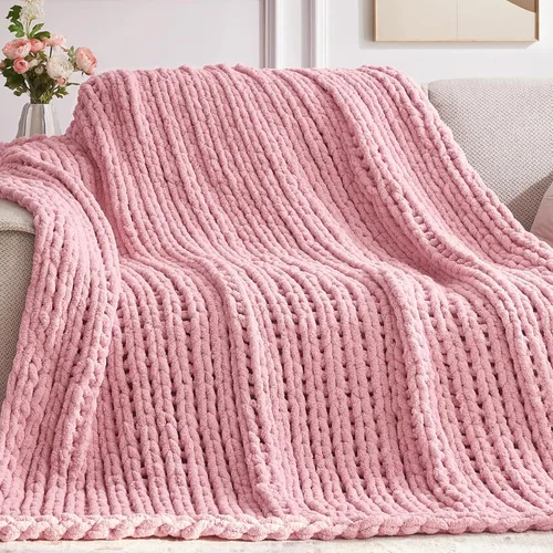 Miniatura 8 de Negwoo - Manta de punto grueso, de felpilla, para cama y sofá, manta de ganchillo hecha a mano, grande y gruesa, lavable a máquina, bonita y cómoda
