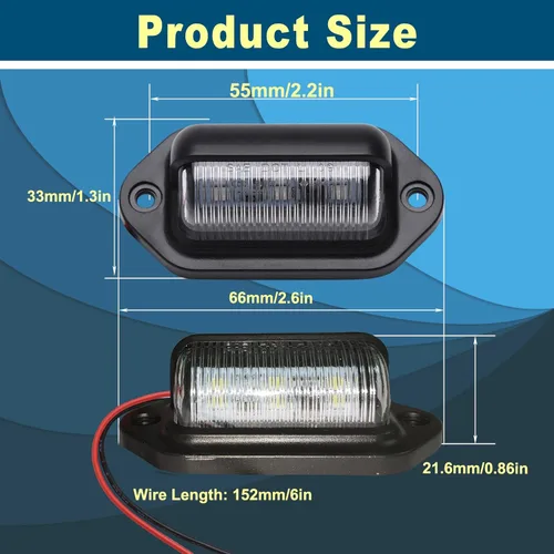 Miniatura 2 de 2 luces LED rojas para matrícula, 12 V-24 V CC impermeable 6-SMD, luz trasera universal para camión, SUV, remolque, furgoneta, RV, barcos o luz