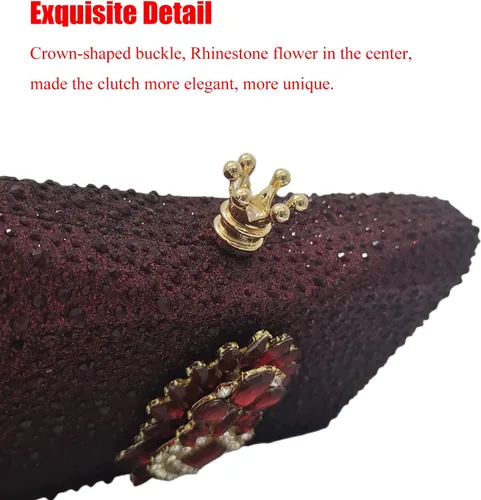 Miniatura 4 de HUANG ZHUANG Bolso de noche con diamantes de imitación y purpurina para mujer, bolso de noche para fiesta, boda, lindo bolso
