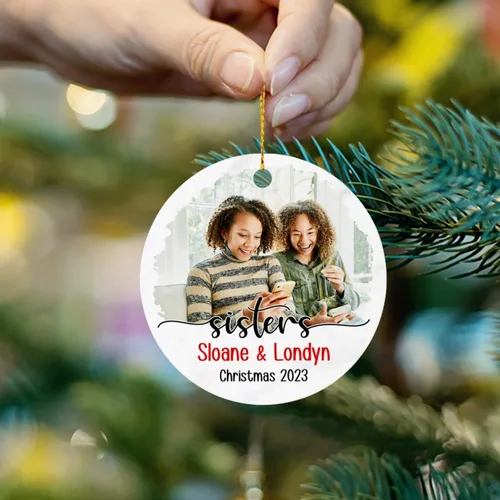 Miniatura 5 de Marco de fotos, adorno de Navidad 2024, regalo para hermanas, mejores amigas, mejores amigas, almas gemelas, adorno de Navidad, adorno de Navidad
