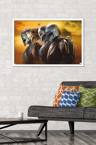 Miniatura 2 de Trends International Star Wars: The Mandalorian Season 3 - Póster de pared de cascos, 22.37 x 34.00 pulgadas, versión enmarcada en blanco