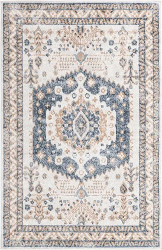 Miniatura 3 de Unique Loom Oxford Collection - Alfombra Sheldonian (5 x 8 pies, rectangular, crema/azul marino)