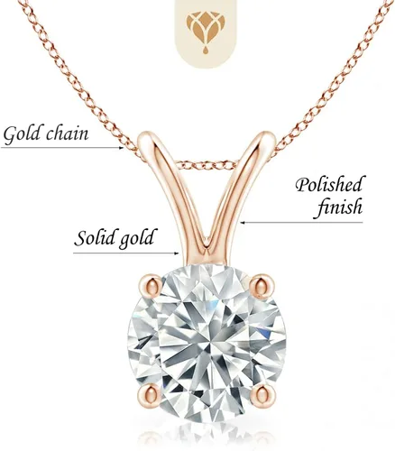Miniatura 2 de The Diamond Deal Collar con colgante de diamante solitario redondo cultivado en laboratorio Cttw Clarity (.25-1.00 quilates) para mujeres y niñas