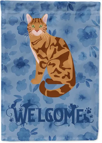 Miniatura 78 de Caroline's Treasures CK5047CHF Ojos Azules - Bandera de bienvenida con diseño de gato para casa de porche, grande, para colgar en la pared