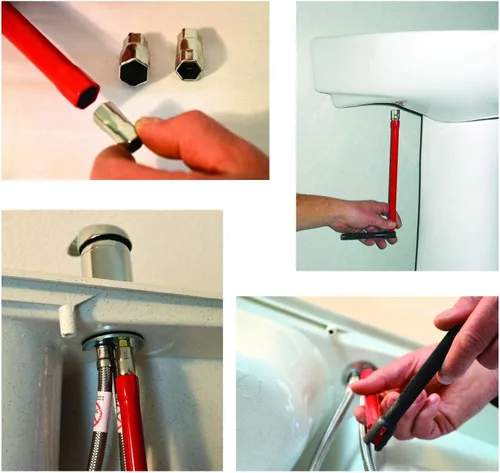 Miniatura 3 de Juego de llave de tubo de 8-13mm para fontanero, tuerca trasera, herramienta de instalación de grifo para baño