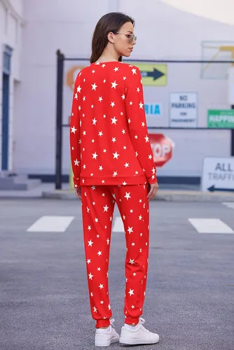 Miniatura 5 de Ekouaer Conjunto de pijama de manga larga para mujer, ropa de dormir suave con cuello redondo y bolsillos