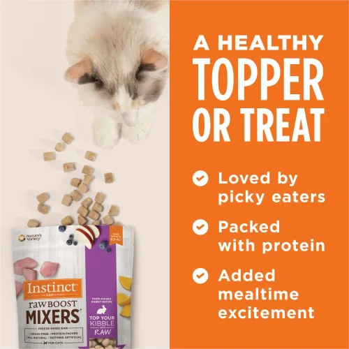 Miniatura 7 de Instinct Guarnición liofilizada de alimento para gato Raw Boost Mixers sin granos, receta completamente natural de Nature's Variety, Conejo