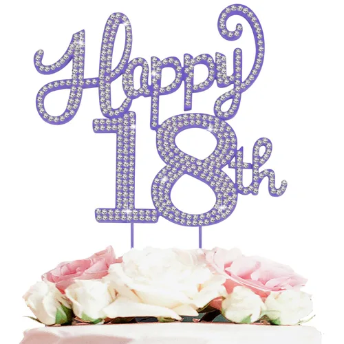 Miniatura 21 de LASKYER Decoración de feliz cumpleaños número 10, decoración de pastel de diamantes de imitación dorados de 10º cumpleaños – Letrero de metal