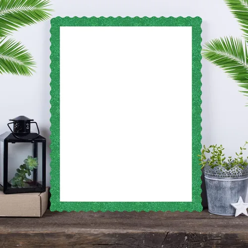 Miniatura 5 de Containlol Bordes de tablero de anuncios con purpurina de 118 pies, 120 hojas festoneadas para decoración escolar, día de San Patricio, regreso a