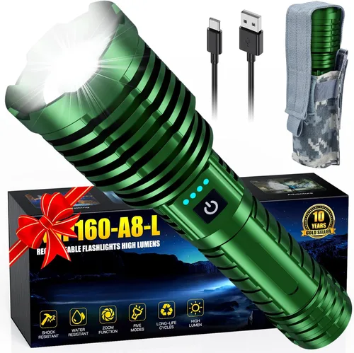 Miniatura 13 de Linternas LED recargables superbrillantes de 2500,000 lúmenes altos, linternas de alto lúmenes de hasta 25 horas de larga vida Zoomable 5 modos