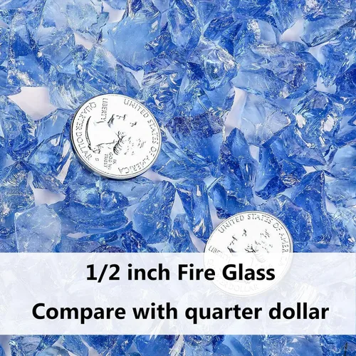 Miniatura 3 de GRISUN Vidrio de fuego azul océano Pacífico para hoguera, 10 libras 1/2 pulgada rocas de vidrio templado para chimenea natural o propano, seguro