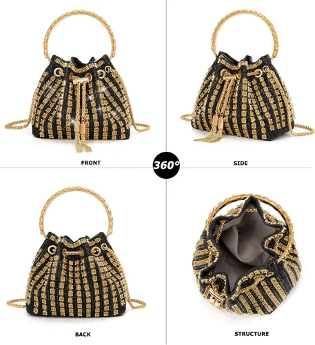 Miniatura 4 de Bolso de mano con diamantes brillantes para mujer, bolso de mano con diamantes de imitación para mujer, bolso de mano de brillo para fiesta