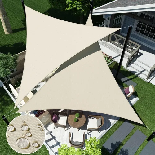 ECOOPTS Toldo impermeable triangular, bloqueo UV, para patio, pérgola, jardín (5 x 5 x 5 pies, beige)