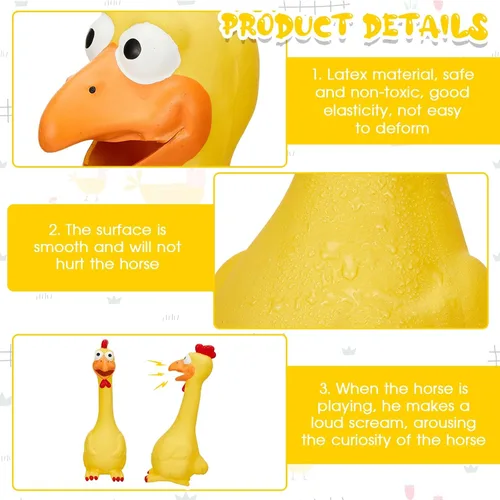 Miniatura 4 de Hungdao 1 pieza de juguetes de caballo de látex chirriante de pollo chirriante de pavo bolas para jugar falsos juguetes de pollo gritando