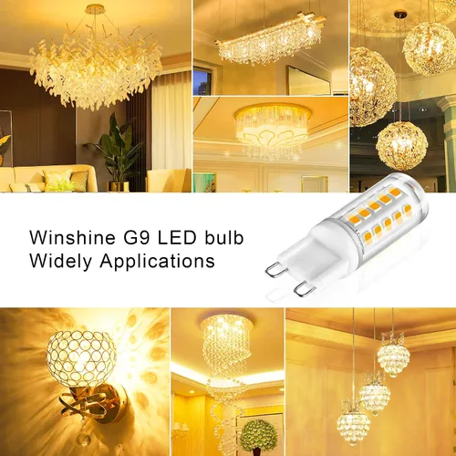 Miniatura 7 de Winshine - Paquete de 10 bombillas LED regulables de 2700 K blanco suave, 4 W (reemplazo de bombilla halógena de 40 W) con casquillo G9, forma T4