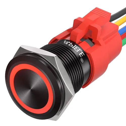 Miniatura 9 de APIELE Interruptor momentáneo de botón de encendido y apagado de 0.748 in de aleación de aluminio con cabezal de ojo de ángel LED de 12 V