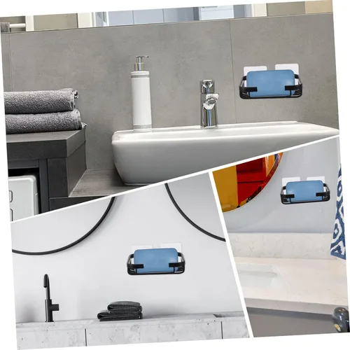 Miniatura 8 de COLLBATH 1 juego de jabonera de pared bandeja escurridor de jabón montado en la pared Soporte de jabón de baño Bandeja de secado Fregadero Estante