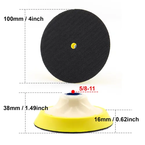 Miniatura 2 de Almohadilla de respaldo giratoria de gancho y bucle de 4 pulgadas con rosca de 5/8 "-11 para lijado/pulido almohadillas de amoladora angular