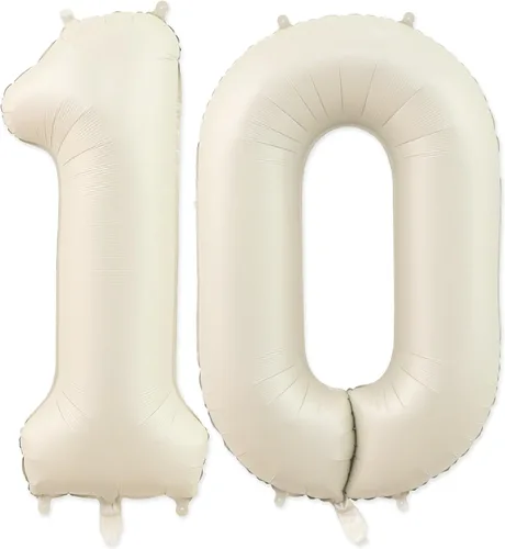 Miniatura 11 de Globos con el número 2, 2 globos, 2 globos de número 40 pulgadas, color blanco arena, grandes globos de aluminio para 2 fiestas de cumpleaños, Arena