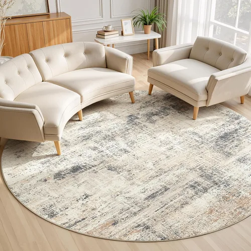 Miniatura 9 de Lofus Alfombra de área de 8 x 10 pies para sala de estar, alfombras grandes abstractas doradas con respaldo antideslizante, alfombra neutra moderna