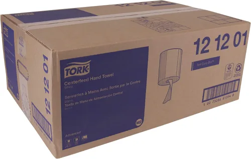 Miniatura 9 de Tork Basic Centerfeed Limpiador de Papel Blanco M2, Alta Absorbencia, 6 x 600 Hojas, 121201