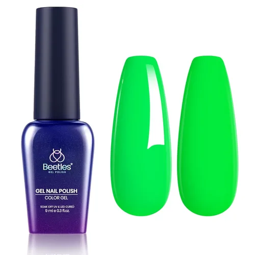 Miniatura 155 de Beetles - Esmalte de uñas de gel verde luminoso que brilla en la oscuridad, esmalte de uñas de gel que se absorbe con lámpara LED UV, arte de uñas