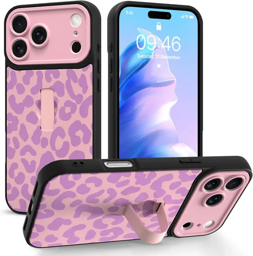 Miniatura 102 de Funda compatible con iPhone 17 Pro Max con correa de mano para los dedos, funda de teléfono con estampado de leopardo y guepardo para mujeres