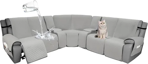 Miniatura 97 de Fundas de terciopelo 10% impermeables para sofá modular reclinable en forma de L, 1 pieza, fundas acolchadas para sofá reclinable esquinero, juego