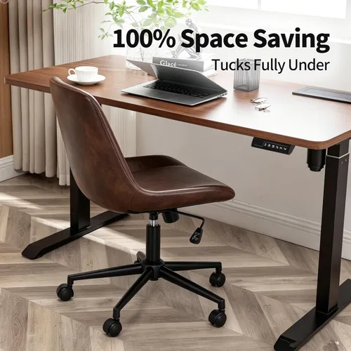 Miniatura 7 de DUHOME Silla de oficina moderna de cuero PU Silla de escritorio Silla giratoria para computadora marrón oscuro