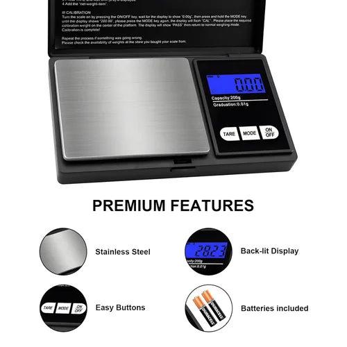 Miniatura 7 de Escala digital pequeña de 7.05 oz/0.00 oz de precisión de gramos y onzas para joyas, polvo, monedas, báscula de bolsillo de cocina de alimentos