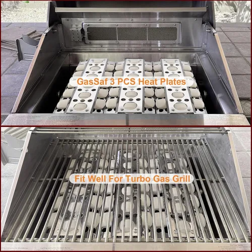 Miniatura 4 de GasSaf Placa de calor para piezas de repuesto seleccionadas de parrilla de gas Turbo, bandejas de briquetas de acero inoxidable de 16.5 pulgadas