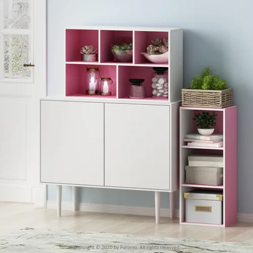 Miniatura 2 de Furinno - Estantería abierta reversible de 5 cubos, color blanco y rosado, 11069WH/PI Blanco/Rosa